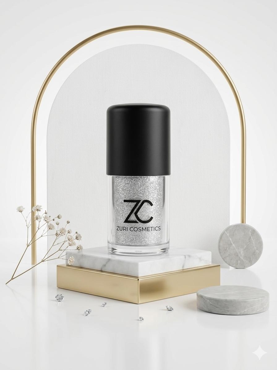 Silver loose Glitter Eye - shadow | Zuri Cosmetics - zuricosmetics